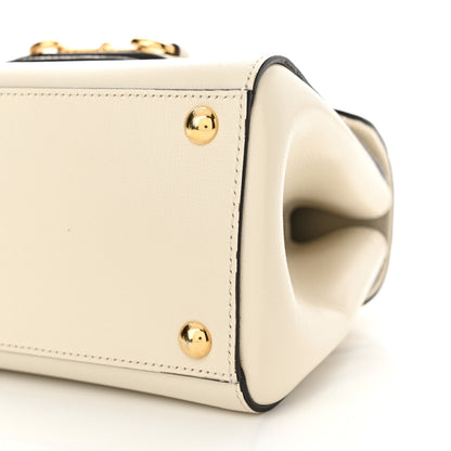Gucci Glazed Textured Calfskin Mini Horsebit 1955 Top Handle Flap Bag Mystic White 10 of 13