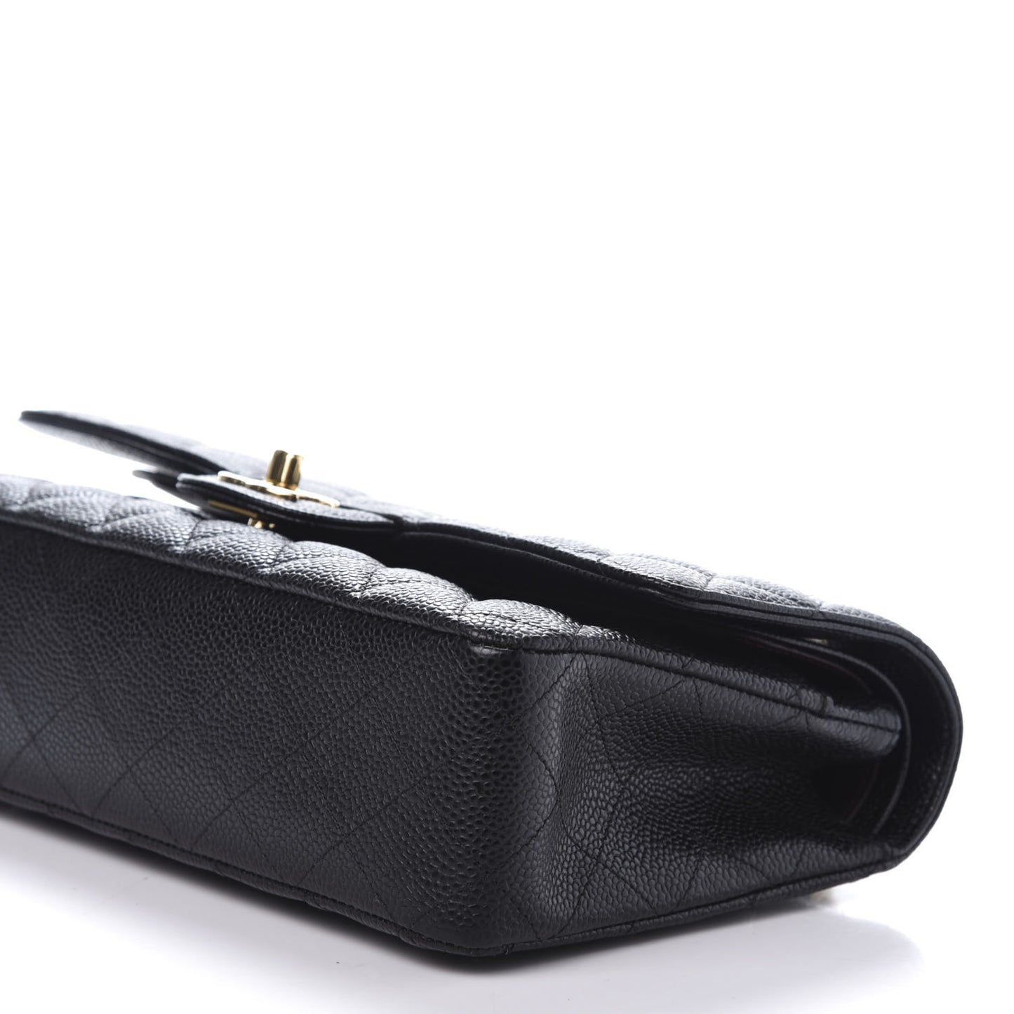 Caviar Quilted Medium Double Flap Black