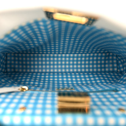 Fendi Nappa Vitello Gingham Embossed Mini Peekaboo Iconic Satchel White Ice Light Blue 5 of 14