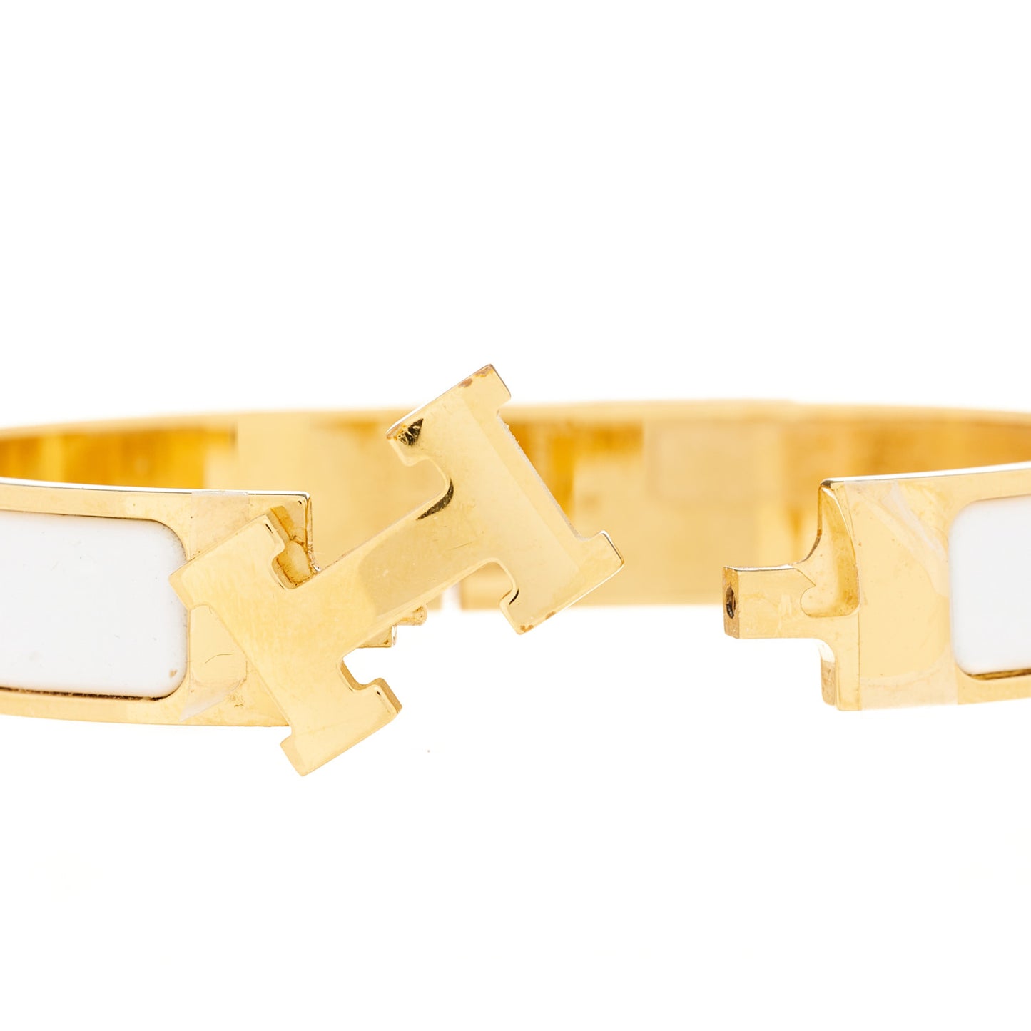 Enamel Narrow Clic Clac H Bracelet PM White