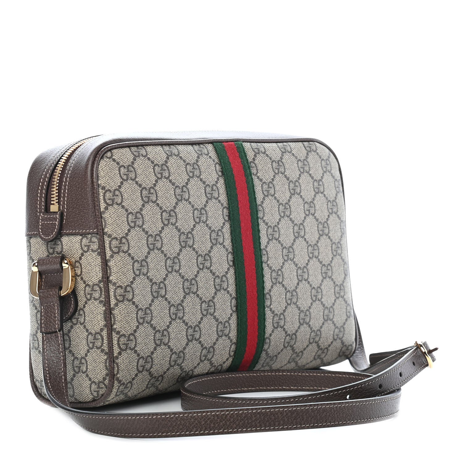 Gucci GG Supreme Monogram Web Small Ophidia Shoulder Bag Brown 3 of 9