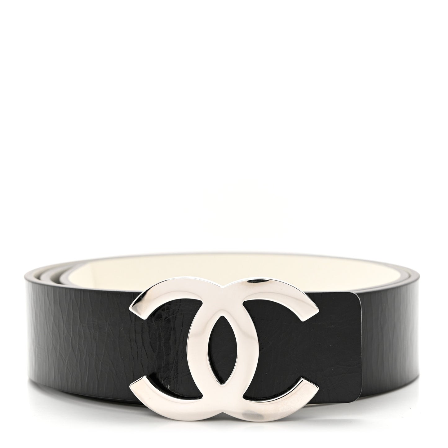 Patent Calfskin CC Reversible Belt 85 34 Black White