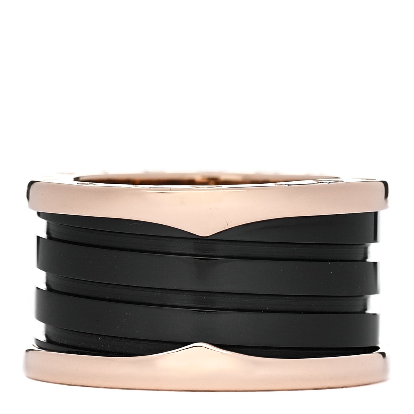 18K Rose Gold Black Ceramic B.Zero1 Four-Band Ring 53 6.25