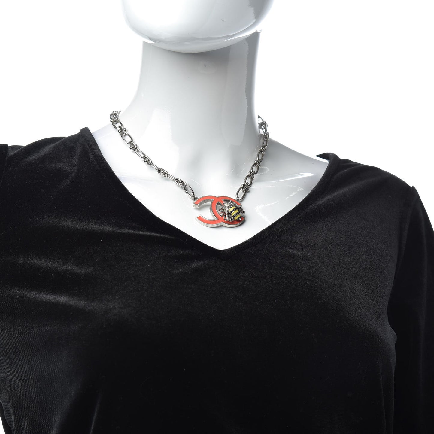 Crystal Bee Pendant Necklace Silver Multicolor