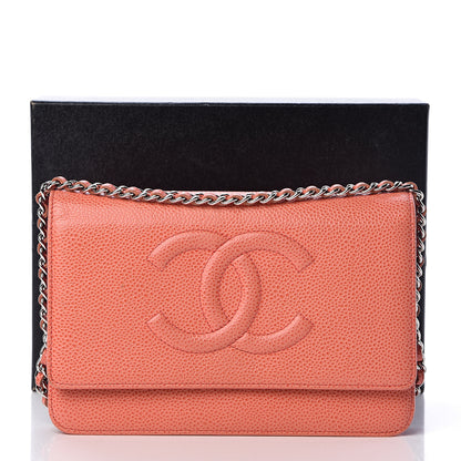 Chanel Caviar Timeless CC Wallet On Chain WOC Light Red 21 of 21