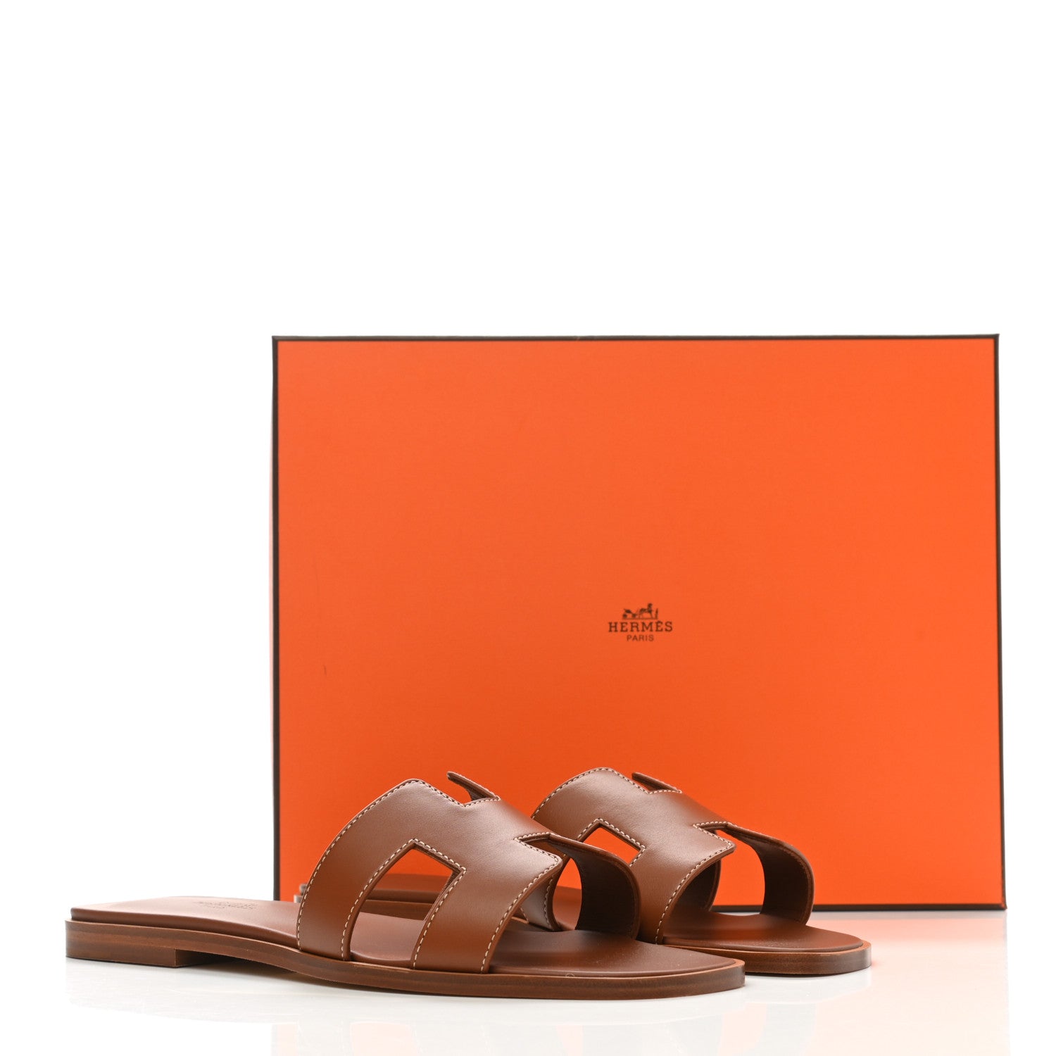 Hermes Box Calfskin Oran Sandals 38 Gold 11 of 11