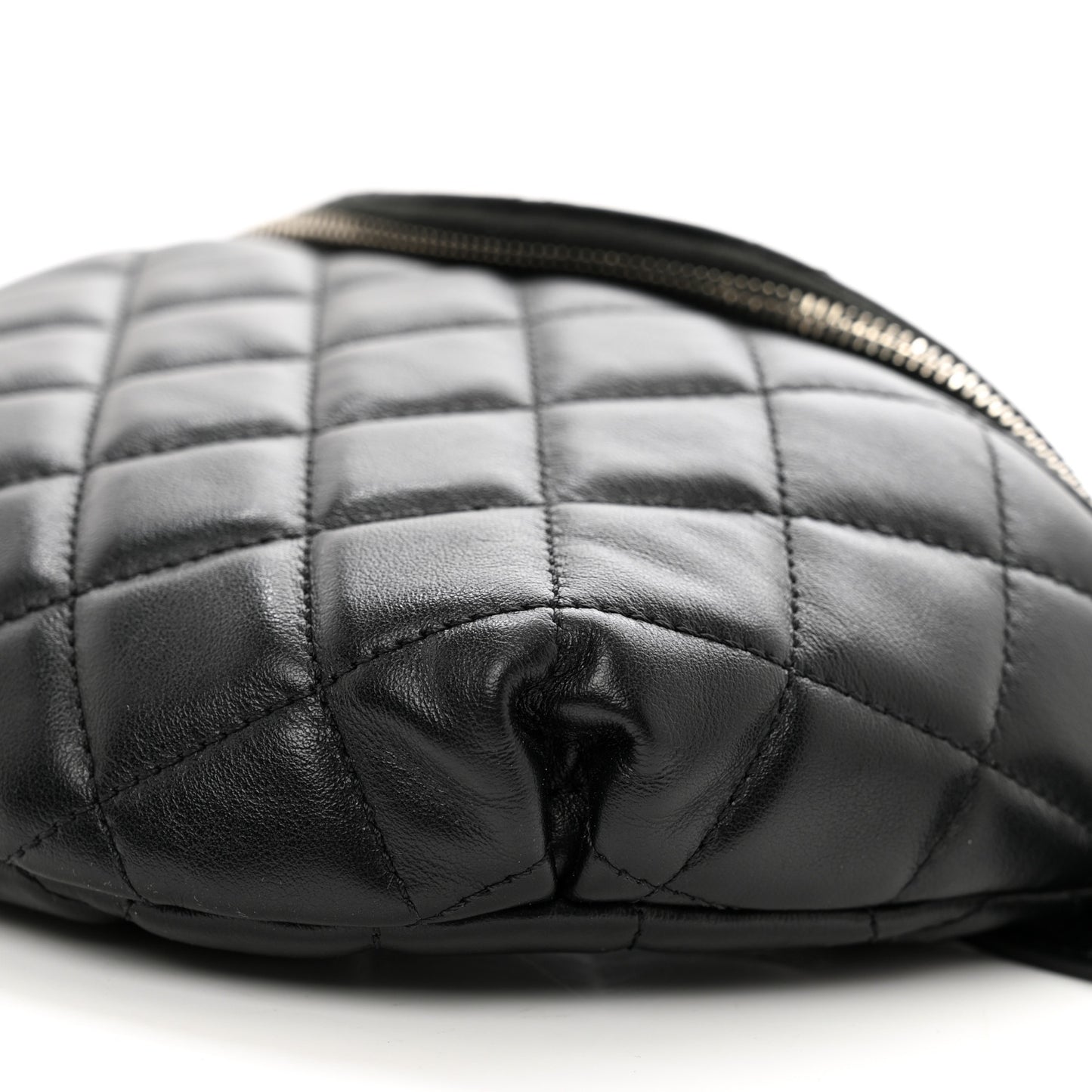 Calfskin Quilted Waist Belt Bag Black