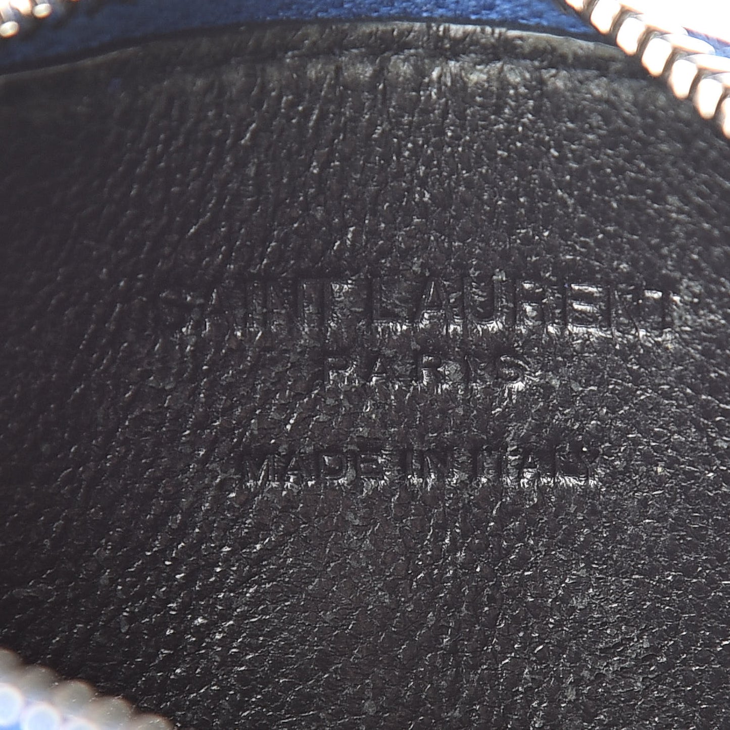 Grained Calfskin 5 Fragments Zip Pouch Card Holder Blue