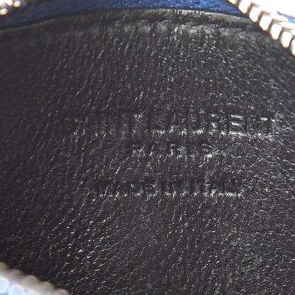Saint Laurent Grained Calfskin 5 Fragments Zip Pouch Card Holder Blue 6 of 9