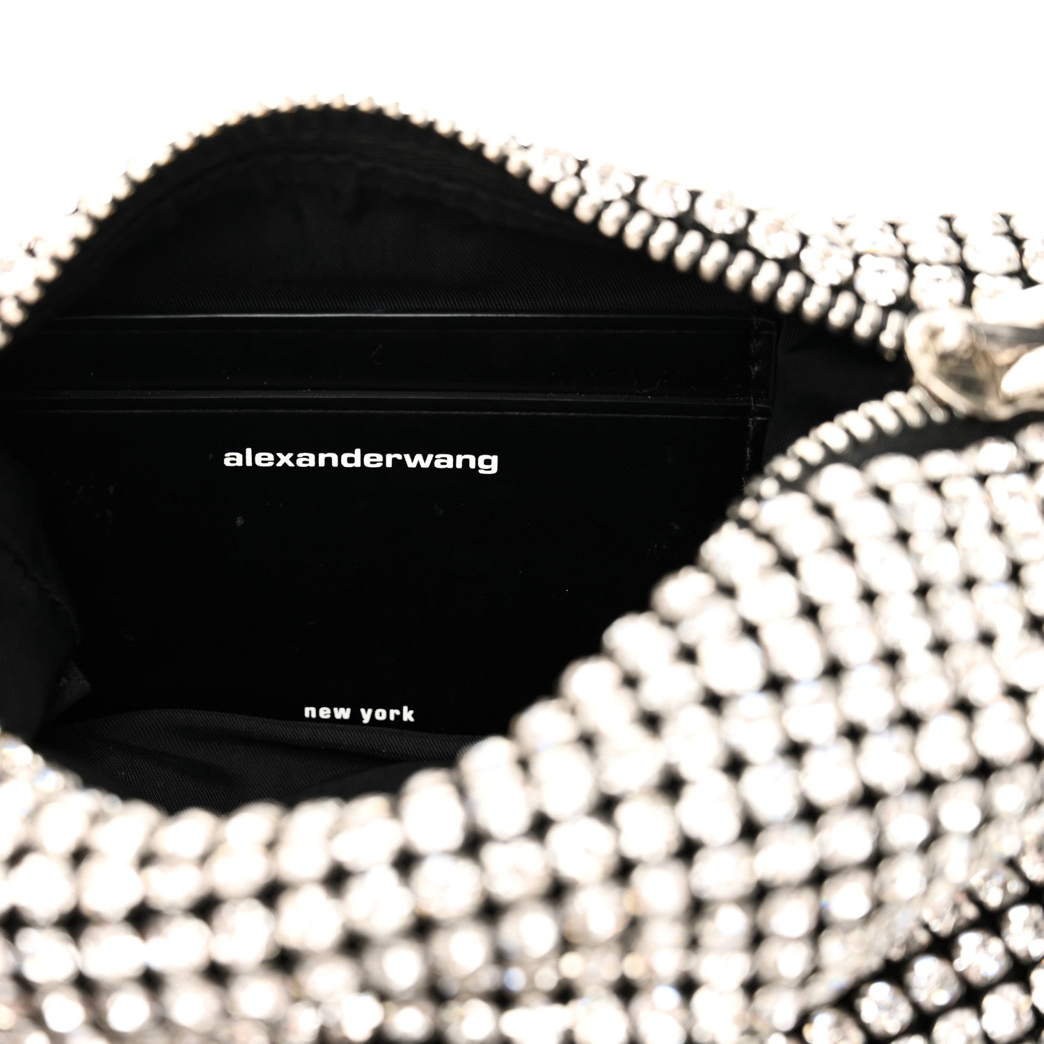 Alexander Wang Mesh Crystal Rhinestone Mini Heiress Pouch Black Silver 6 of 10