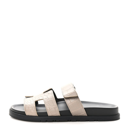 Hermes Matte Alligator Womens Chypre Sandals 39 Beige Mastic 1 of 9