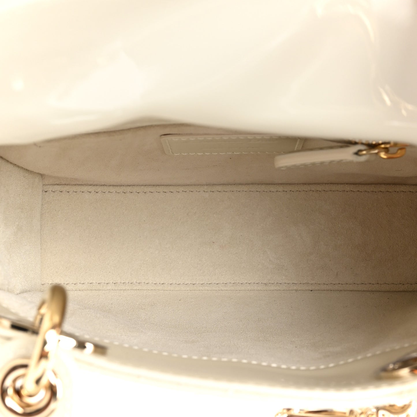 Patent Cannage Mini Lady Dior Latte