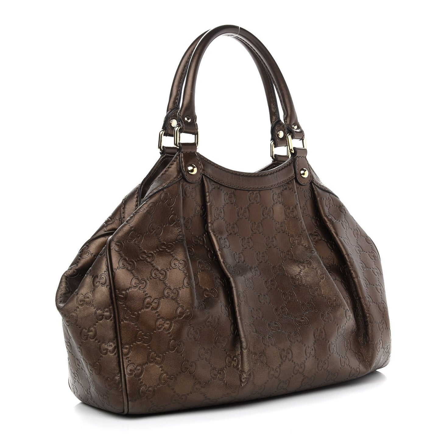 Metallic Guccissima Medium Sukey Tote Bronze