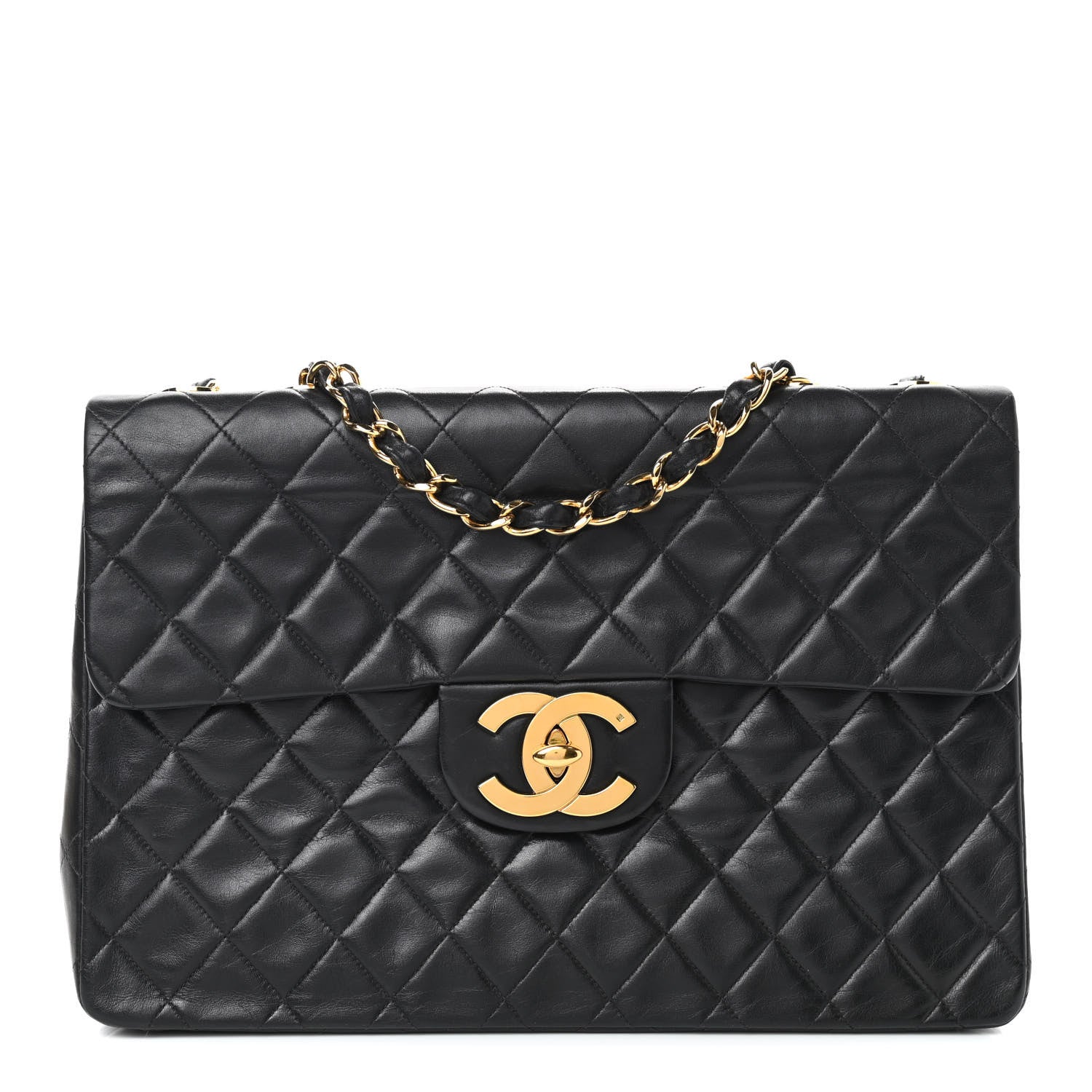 Chanel Lambskin Quilted XL Jumbo Single Flap Black 1 of 12