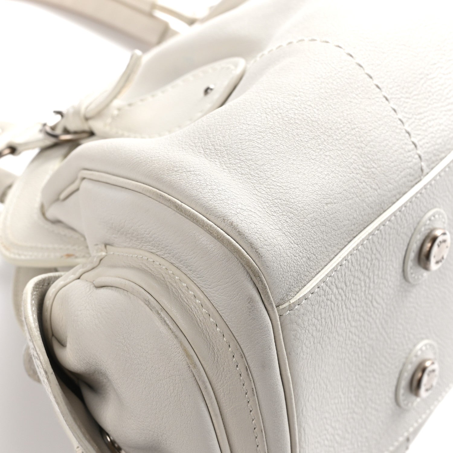 Christian Dior Calfskin My Dior Frame Pocket Satchel White 11 of 12