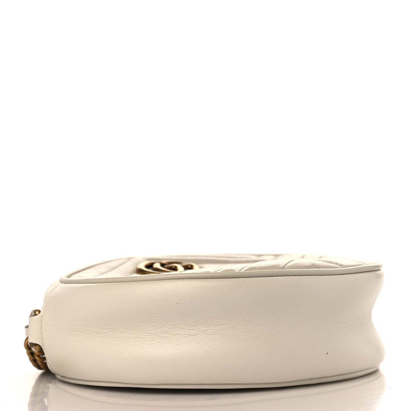 Calfskin Matelasse Mini GG Marmont Round Shoulder Bag White