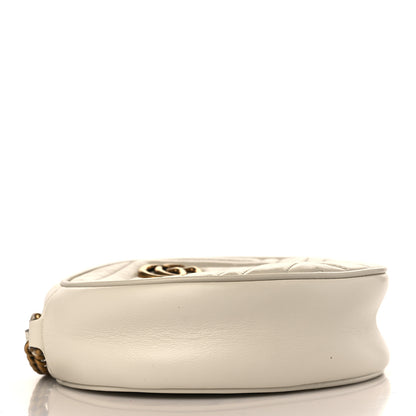 Gucci Calfskin Matelasse Mini GG Marmont Round Shoulder Bag White 4 of 9