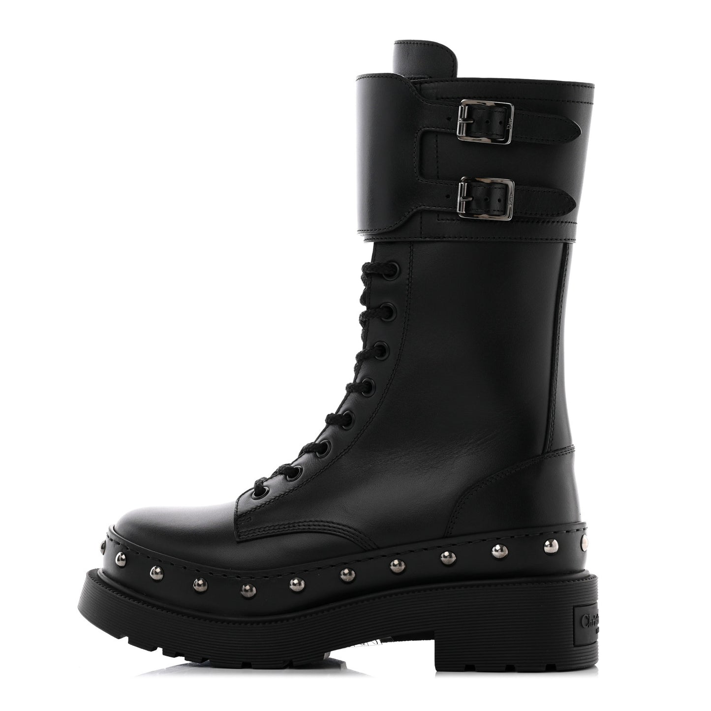 Calfskin Diorquake 25mm Combat Boots 36 Black