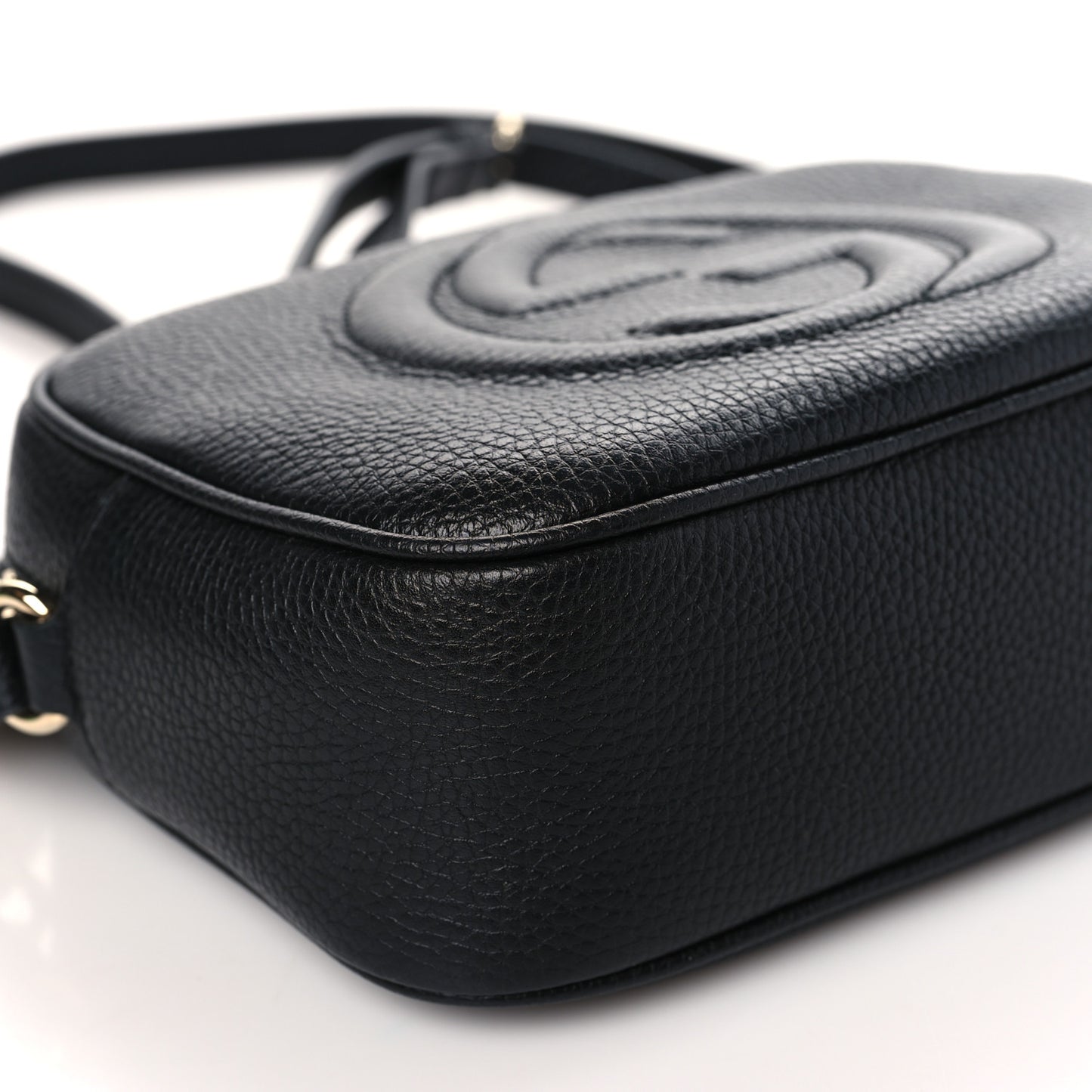 Pebbled Calfskin Small Soho Disco Bag Black