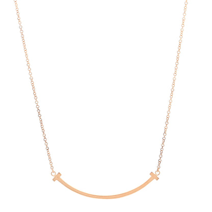 Tiffany 18K Rose Gold Small T Smile Pendant Necklace 1 of 5