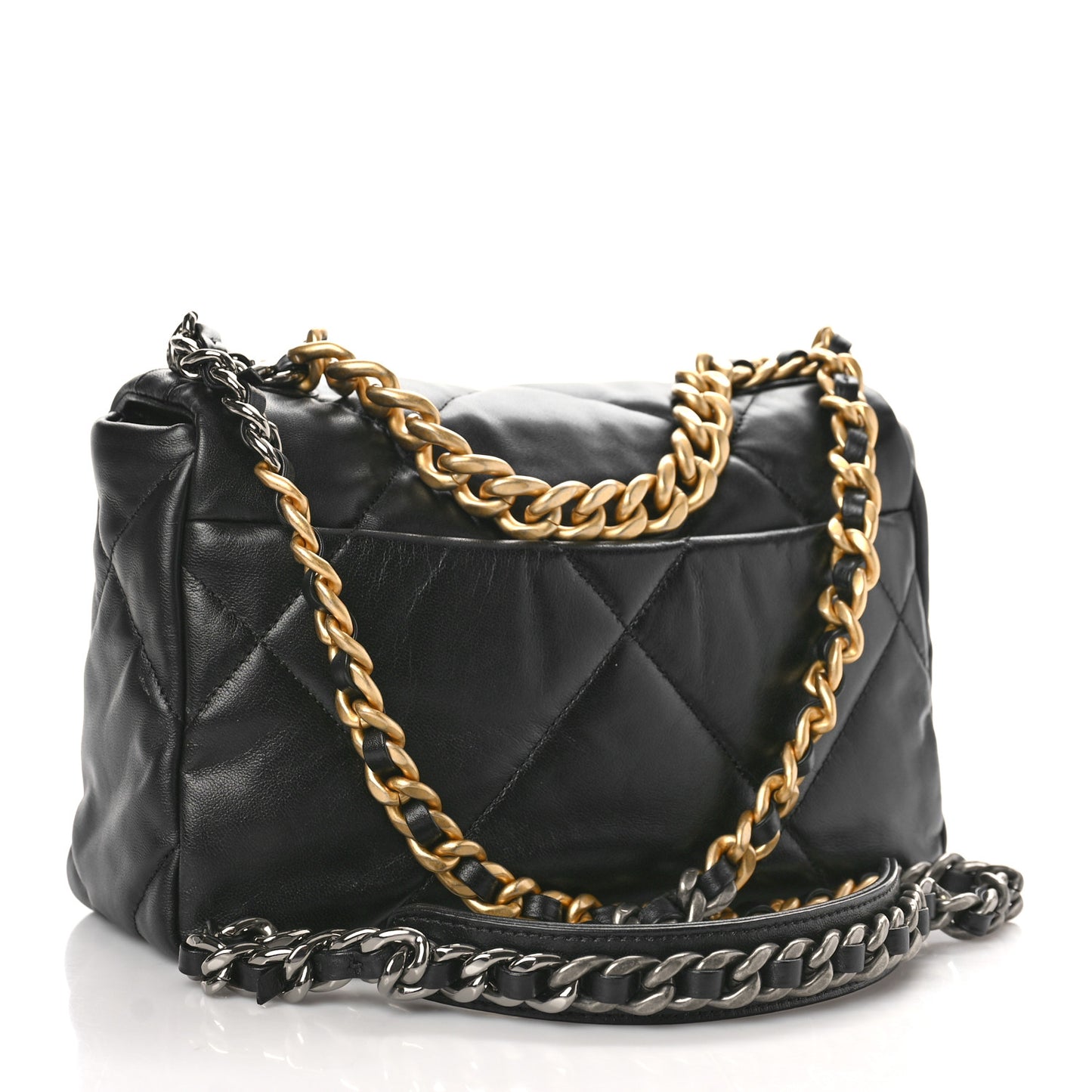 Goatskin Quilted Medium Chanel 19 Flap Black