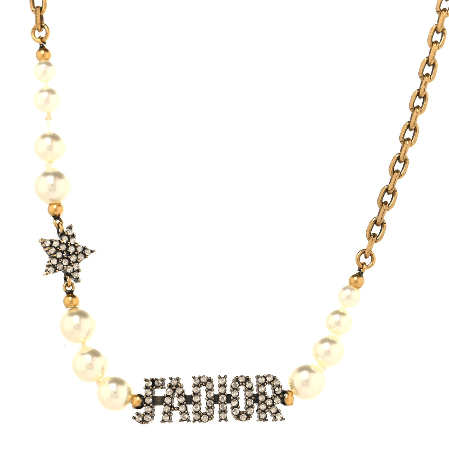 Metal Pearl Crystal J'Adior Choker Necklace Antique Gold