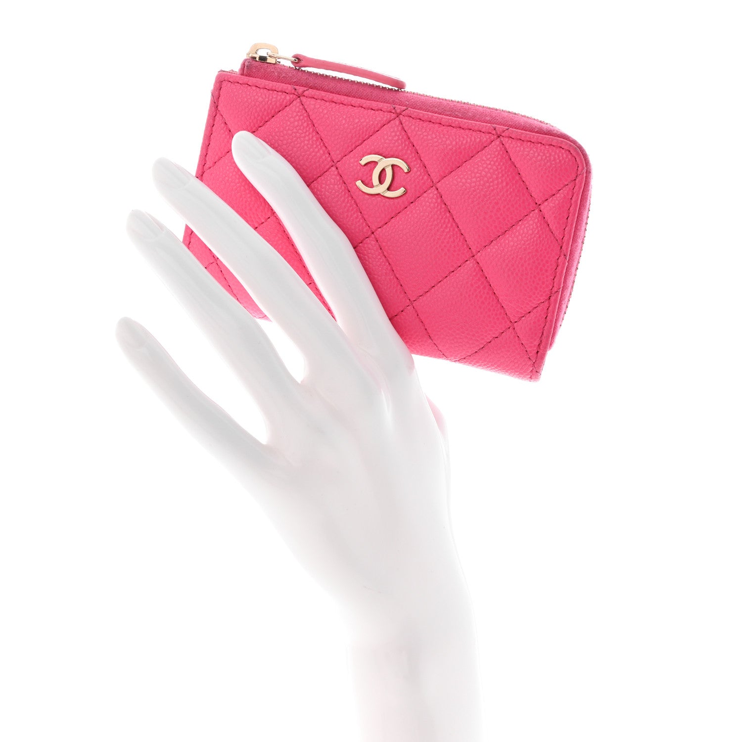 Chanel Caviar Quilted Zipped Key Holder Case Pink 2 of 12