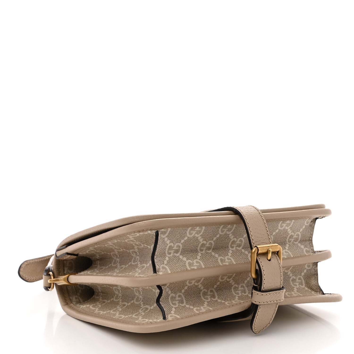 Gucci GG Supreme Monogram Textured Dollar Calfskin Mini Retro Interlocking G Flap Shoulder Bag Beige Mystic White Oatmeal 4 of 12