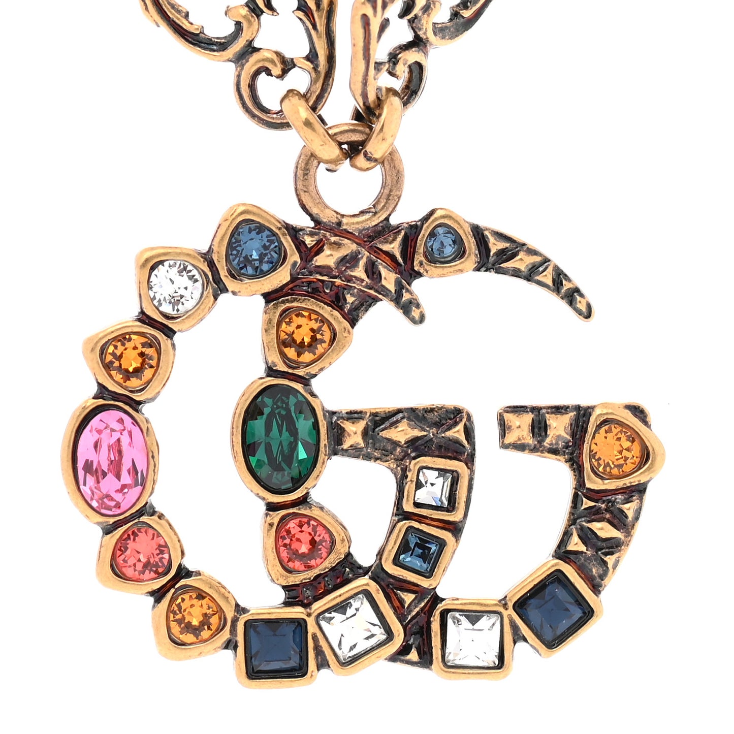 Crystal Marmont Necklace Aged Gold Multicolor