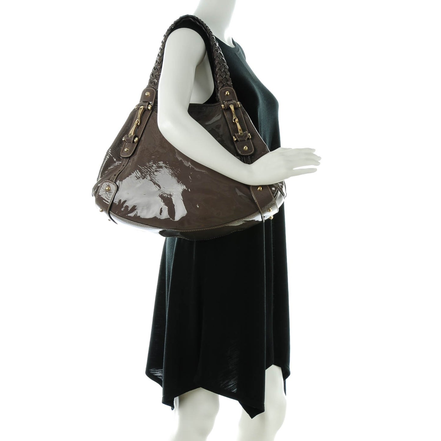 Patent Medium Pelham Shoulder Bag Taupe