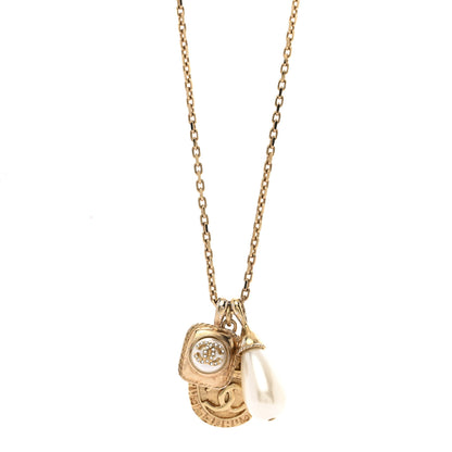 Chanel Crystal Pearl Necklace Gold 4 of 7