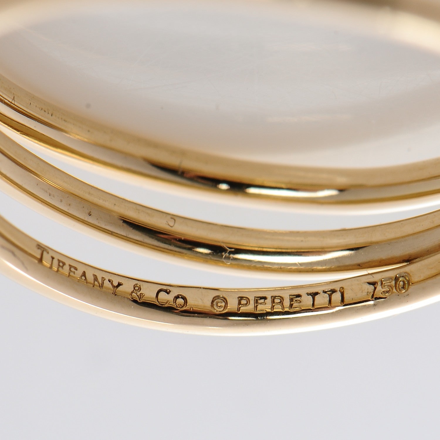 Tiffany 18K Yellow Gold Elsa Peretti 3 Row Wave Ring 4.5 4 of 4