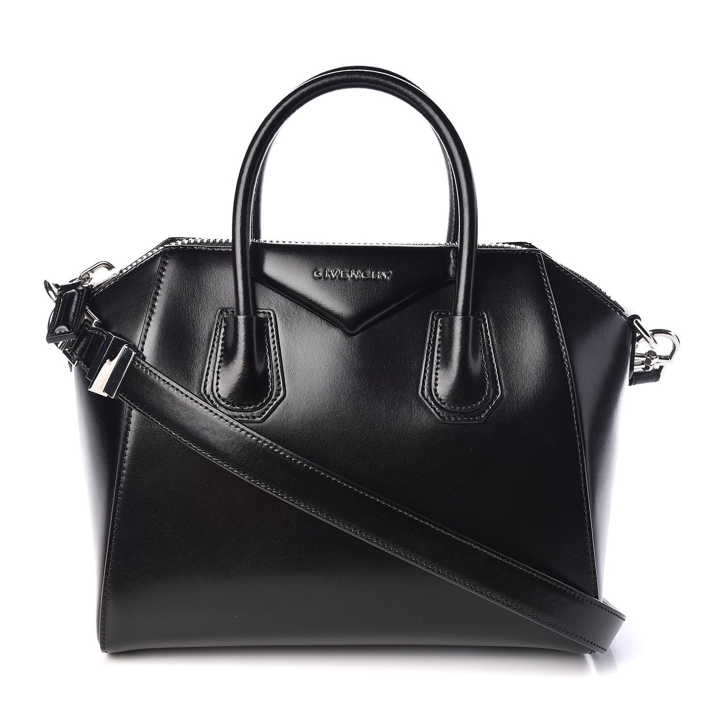 Shiny Lord Calfskin Small Antigona Black