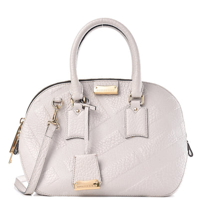 Burberry Heritage Grain Check Embossed Small Orchard Bowling Bag Stone White 1 of 14