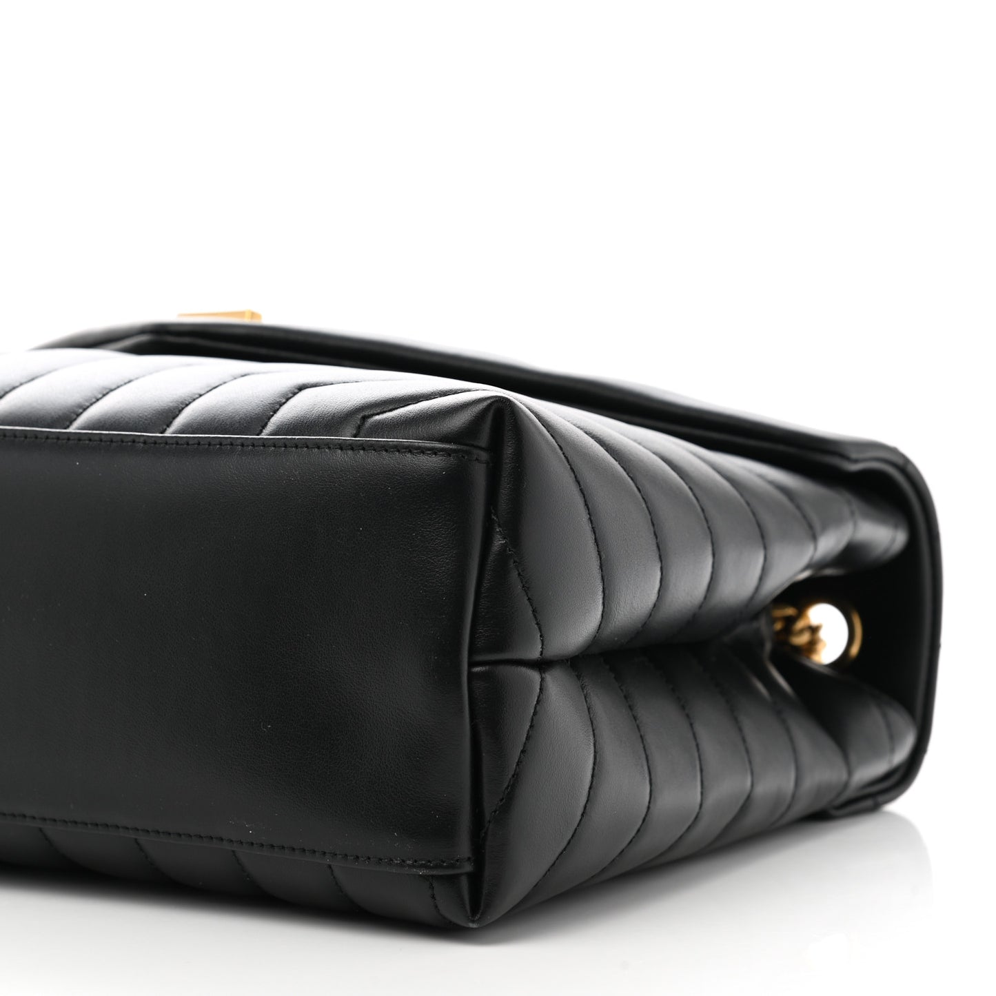 Calfskin Y Quilted Monogram Medium Loulou Chain Satchel Black