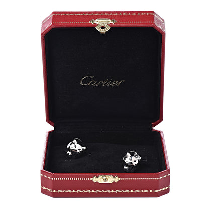 Cartier Sterling Silver Green Jade Lacquer Panther-Head Decor Cufflinks 8 of 8