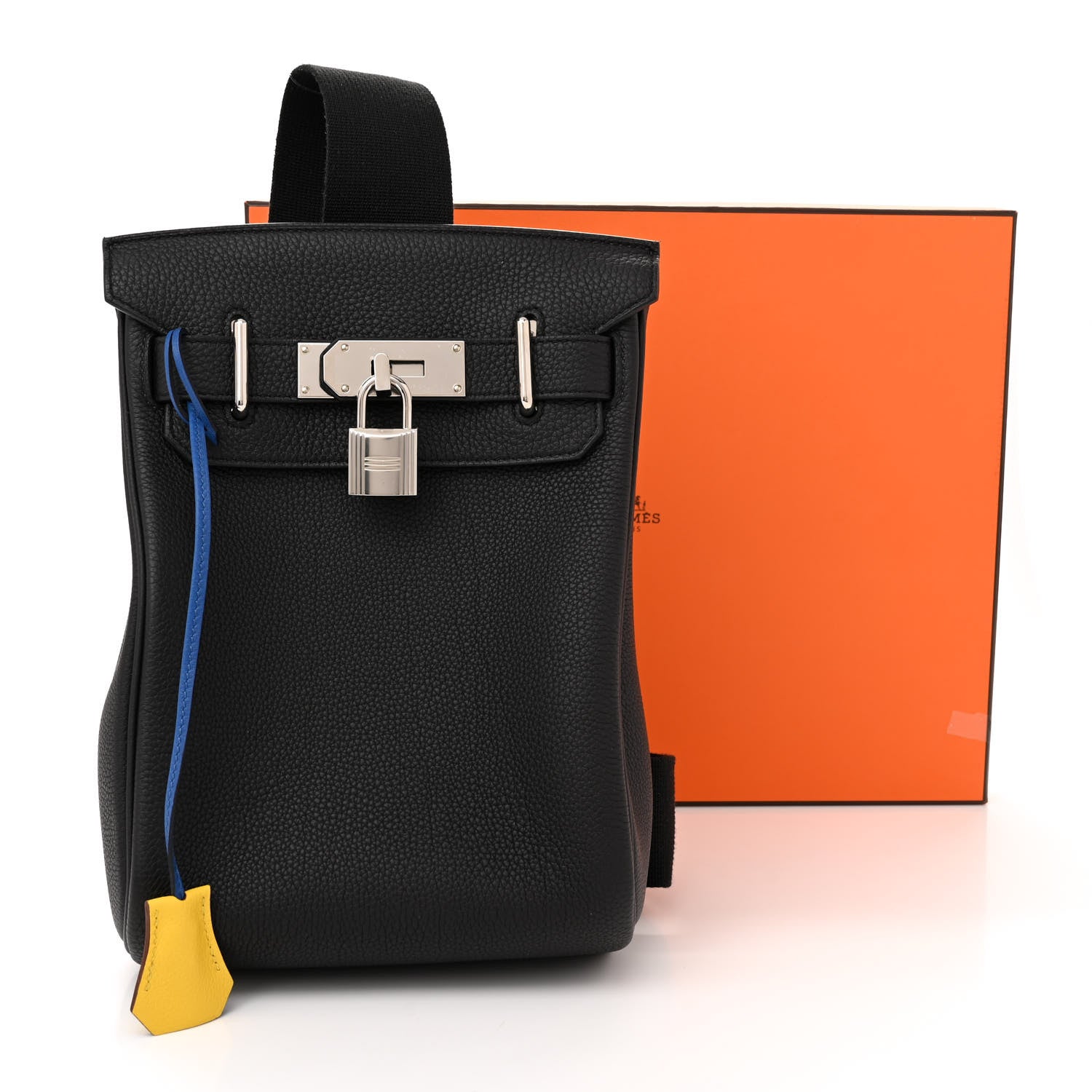 Hermes Togo Hac A Dos PM Backpack Black Bleu de France Jaune de Naples 12 of 12