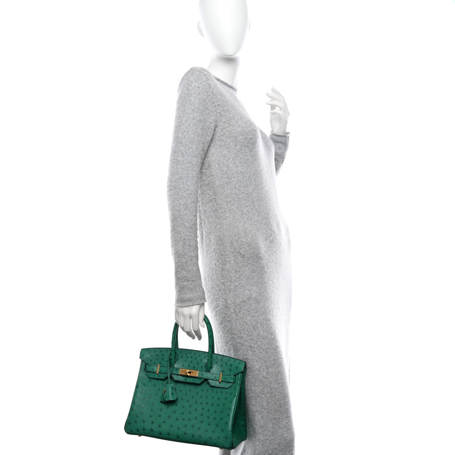 Hermes Ostrich Birkin 30 Vert Vertigo 2 of 15