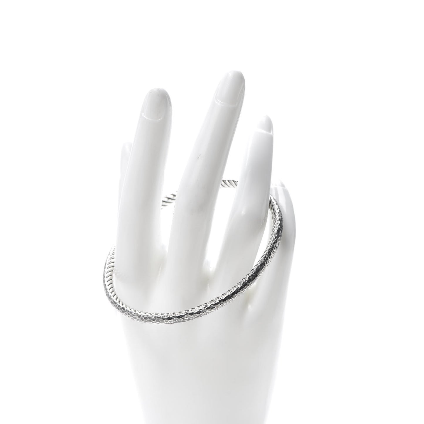 Sterling Silver 4mm Hammered Bangle Bracelet