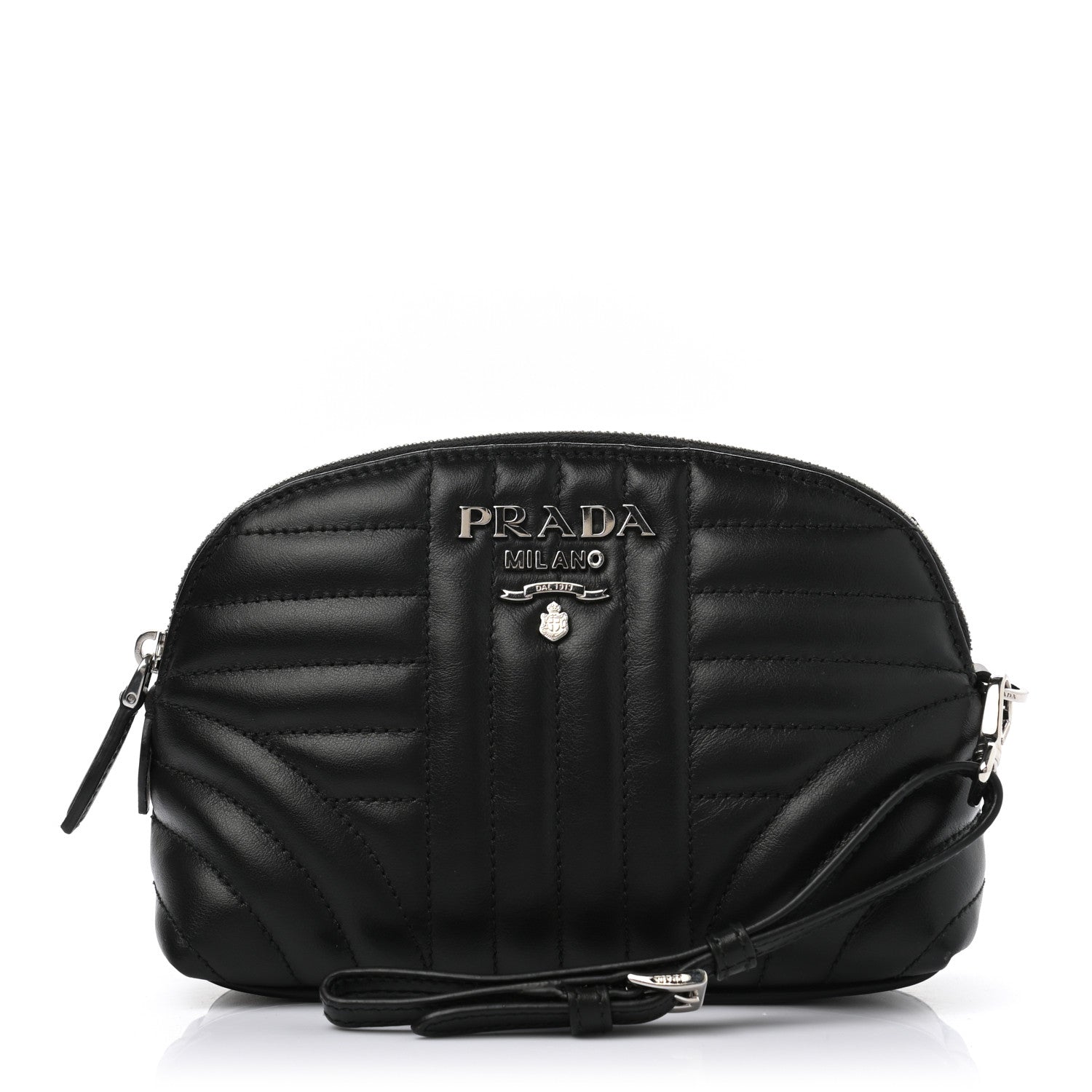 Prada Soft Calfskin Diagramme Wristlet Pouch Bag Black 1 of 7