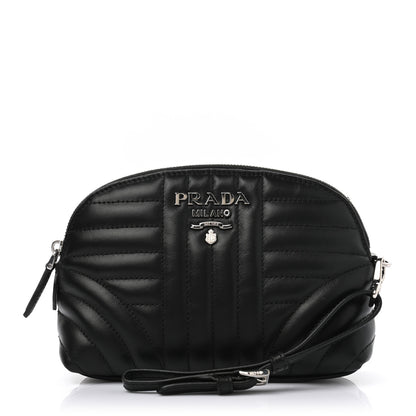 Prada Soft Calfskin Diagramme Wristlet Pouch Bag Black 1 of 7