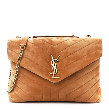 Saint Laurent Suede Y Quilted Monogram Medium Loulou Chain Satchel Cinnamon 1 of 11