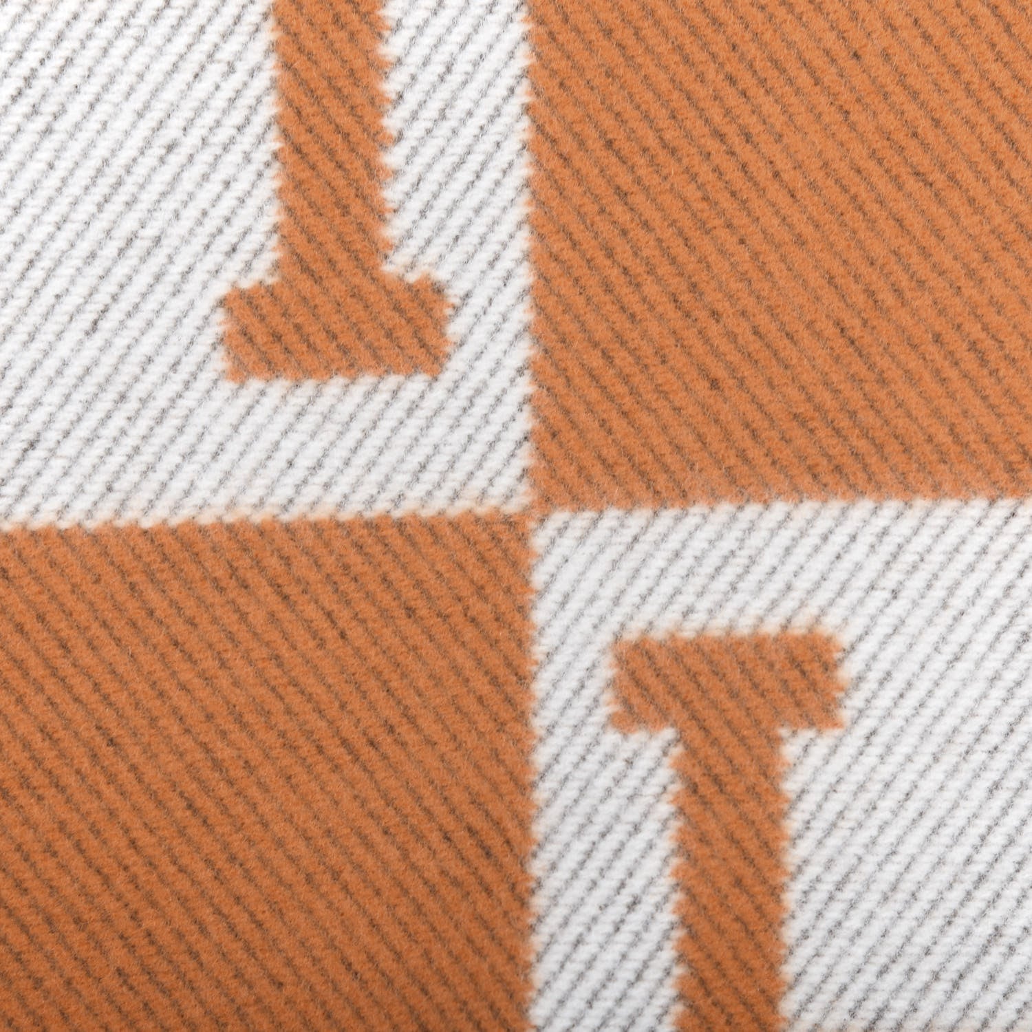 Hermes Wool Cashmere Signature Classic Avalon Blanket Ecru Potiron 4 of 4
