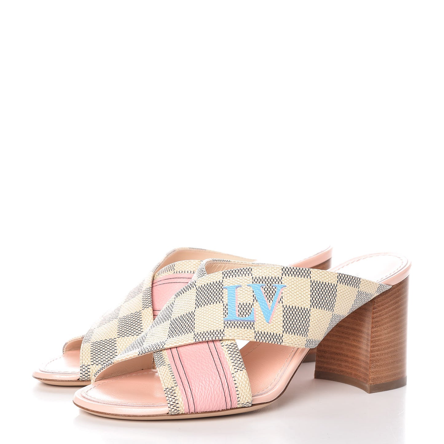 Damier Azur Panorama Mules 36 Pink