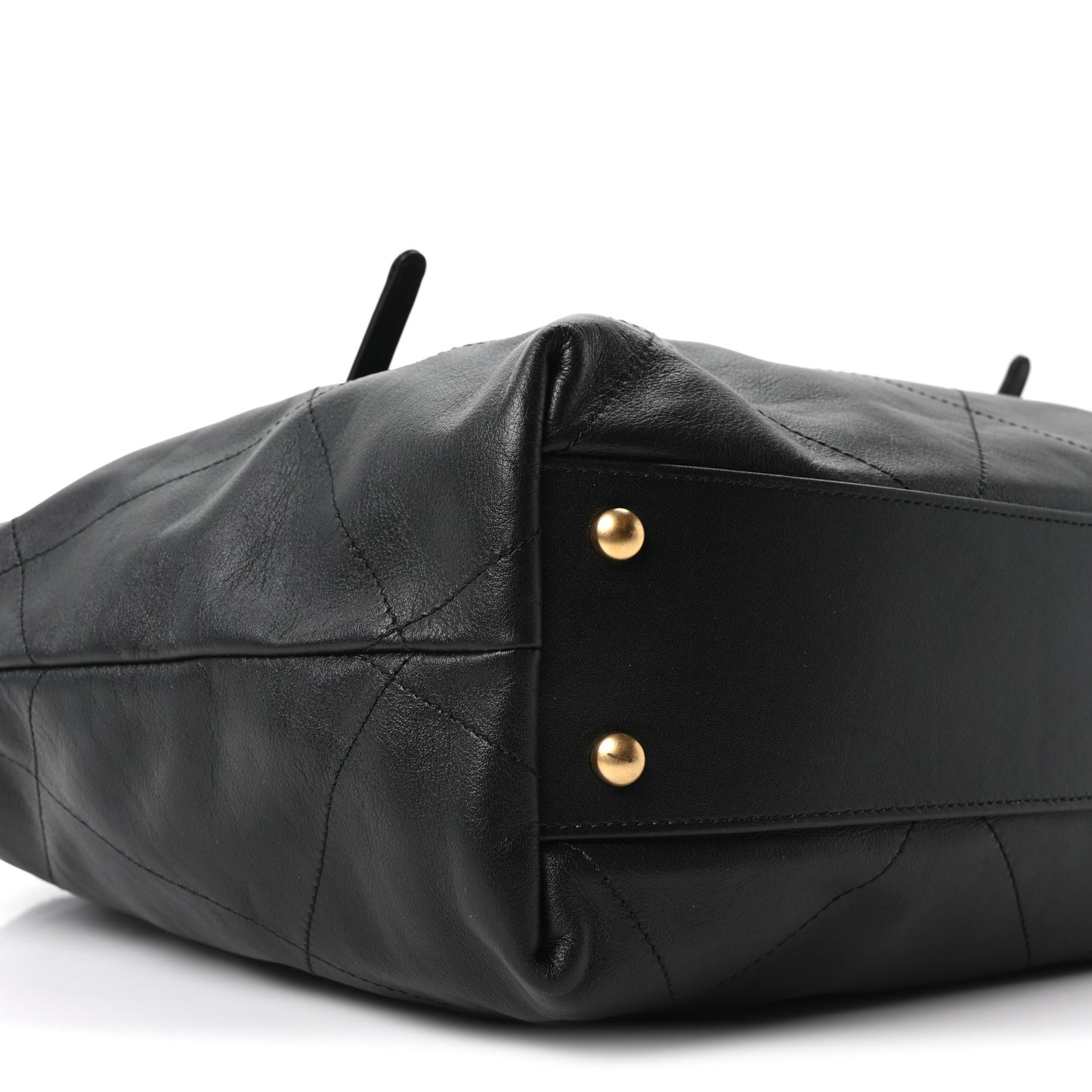 Calfskin Quilted Small Shopping Bag Black