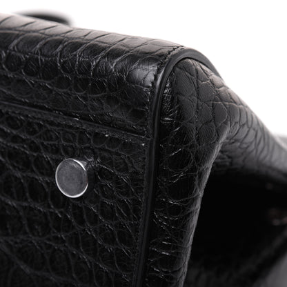Saint Laurent Calfskin Crocodile Embossed Small Cabas Rive Gauche Black 16 of 27