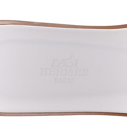 Hermes Box Calfskin Oran Sandals 37 White 6 of 9