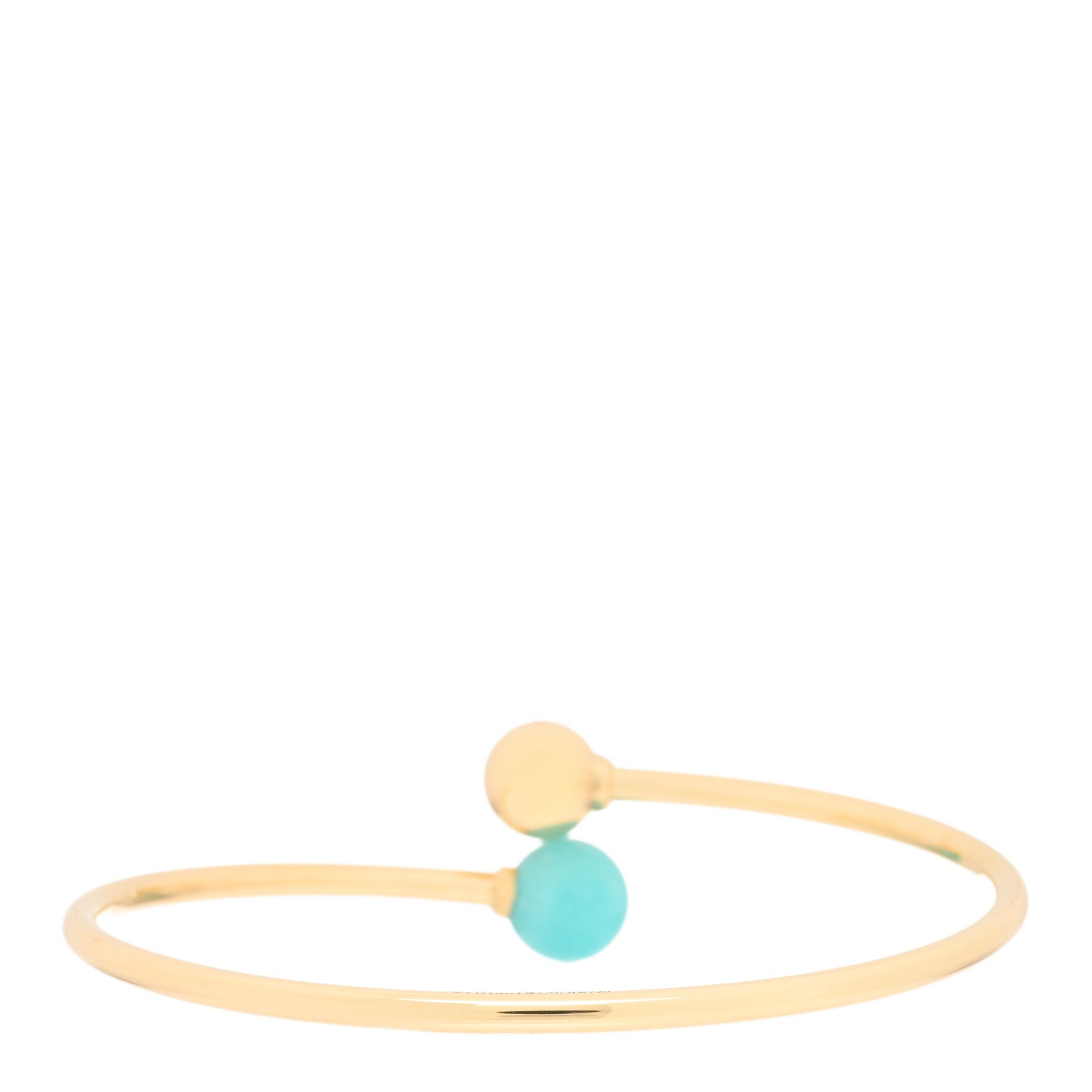 Tiffany 18K Yellow Gold Amazonite 8mm HardWear Ball Bypass Bracelet 2 of 3
