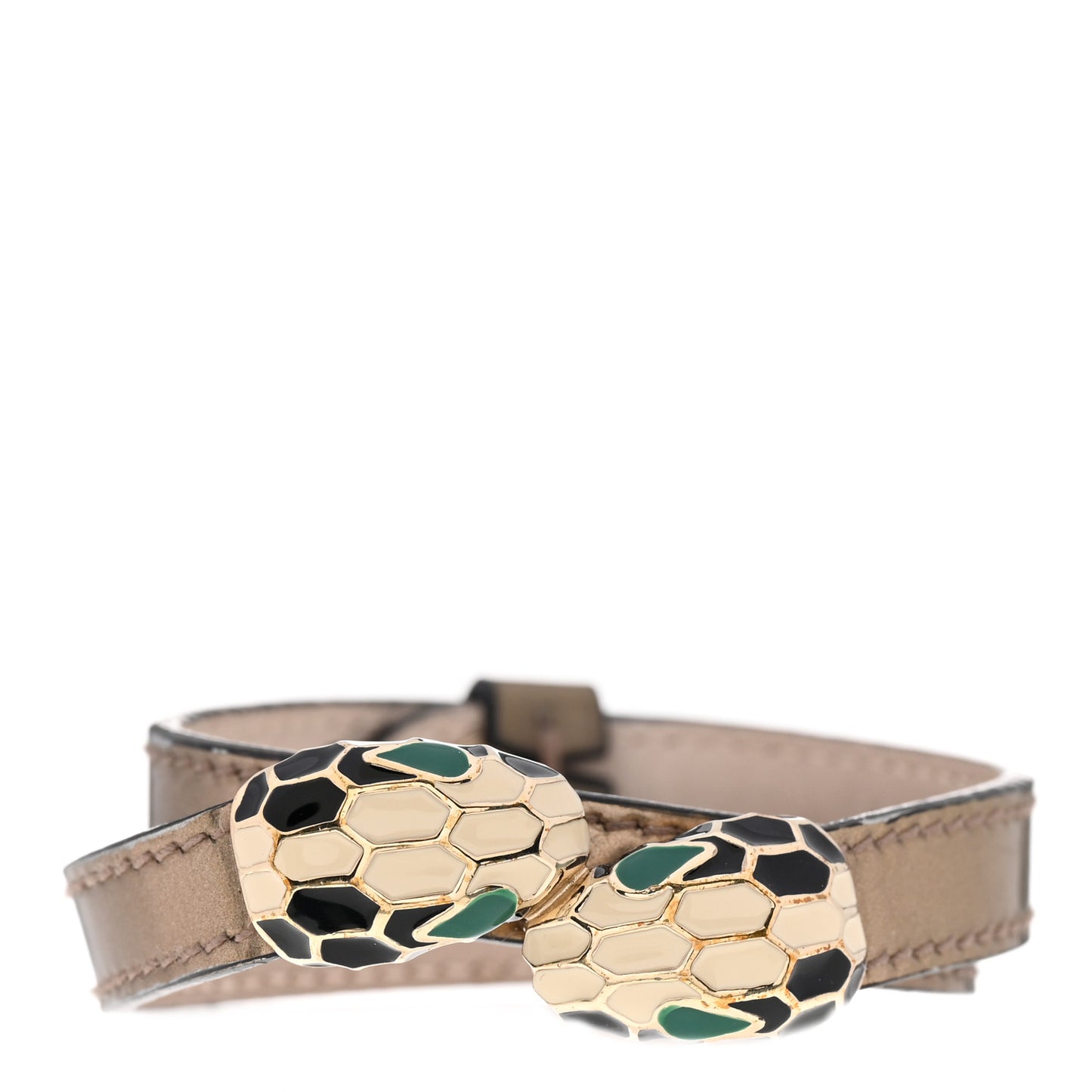 Metallic Calfskin Serpenti Forever Double Coil Bracelet S Antique Bronze