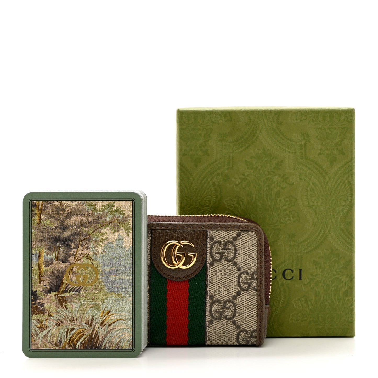 GG Supreme Monogram Web Ophidia Playing Card Case Beige New Acero